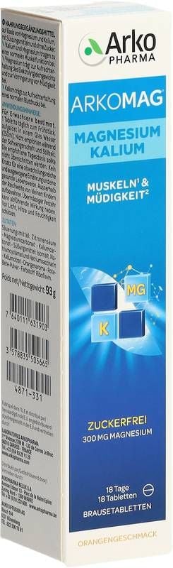 Arkomag Magnesium + Kalium Brausetablette Ds 18 Stück