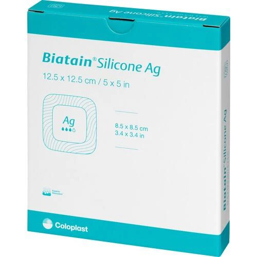 Biatain Silicone Ag Schaumverband 12.5x12.5 cm Soft Hold 5 Stück