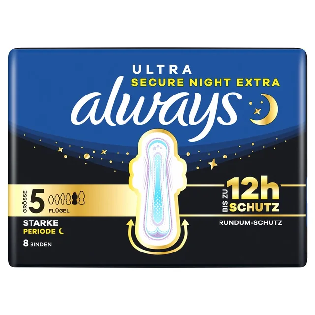 ALWAYS Ultra Binde Grösse 5 Secure Night Extra Flügel 8 Stück
