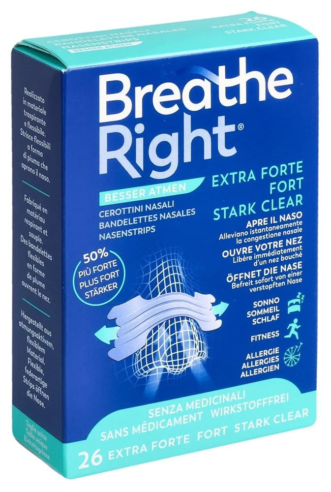 Breathe Right Nasenpflaster EXTRA Stren CLEAR 26 Stück