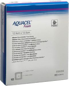 AQUACEL Ag Foam Schaumverband adhäsiv 12.5x12.5cm 10 Stück