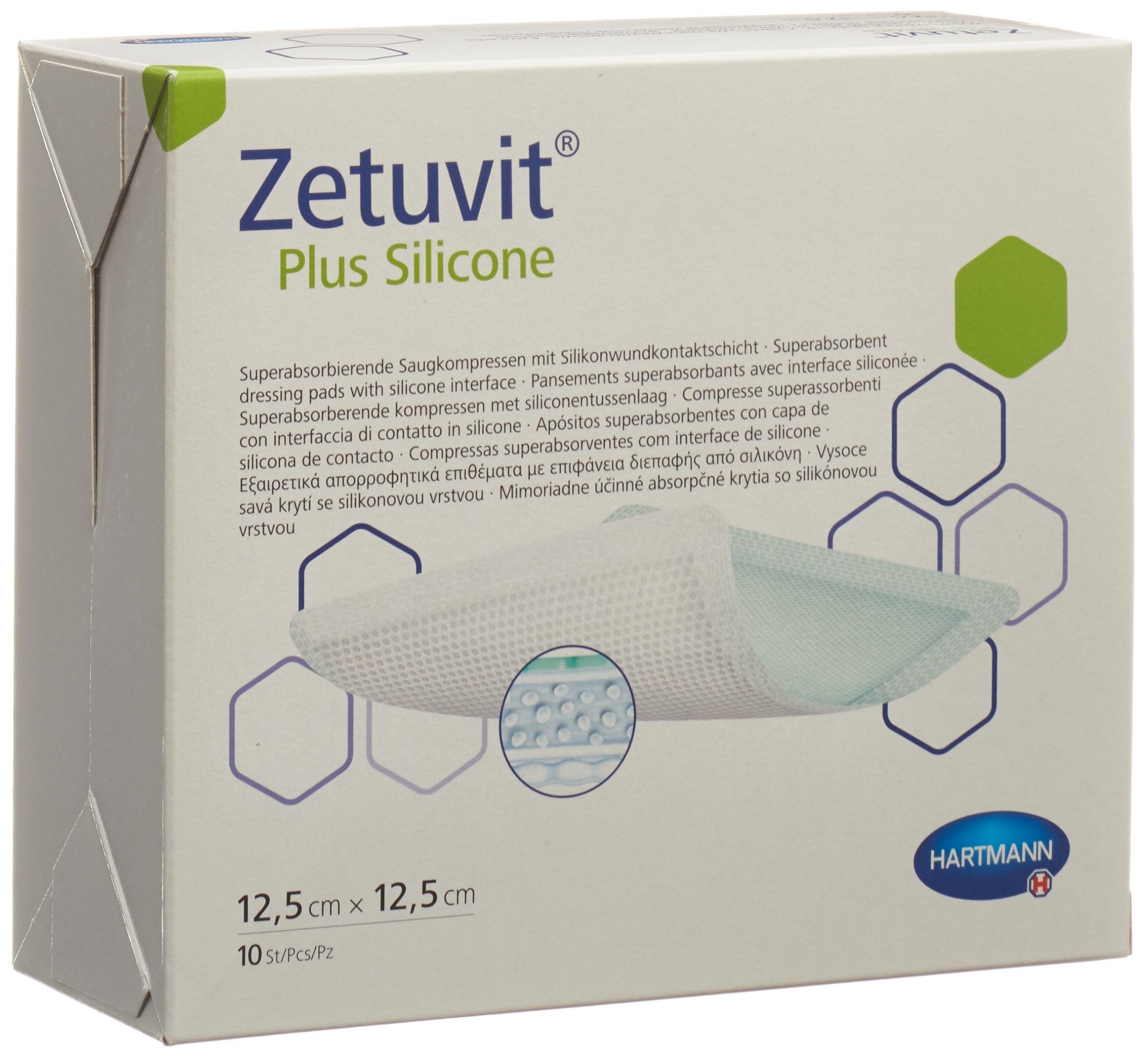 Zetuvit Plus Silicone 12.5x12.5cm 10 Stück
