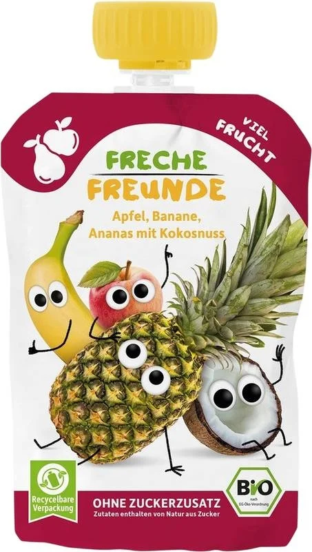 Freche Freunde Quetschmus Apfel Banane Ananas Kokos 100g
