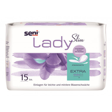 Seni Lady Slim Extra Einlage atmungsaktive anatomische 14x29.5cm 4 Tropfen 15 Stück Seni Lady Slim Extra Einlage atmungsaktive anatomische 14x29.5cm 4 Tropfen 15 Stück