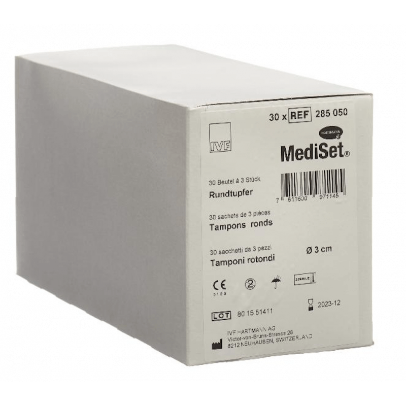 MediSet Rundtupfer 3cm steril 30 Btl 3 Stück
