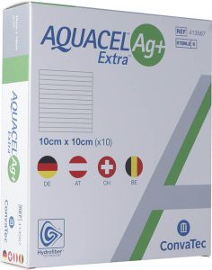 AQUACEL Ag+ Extra Kompresse 10x10cm 10 Stück
