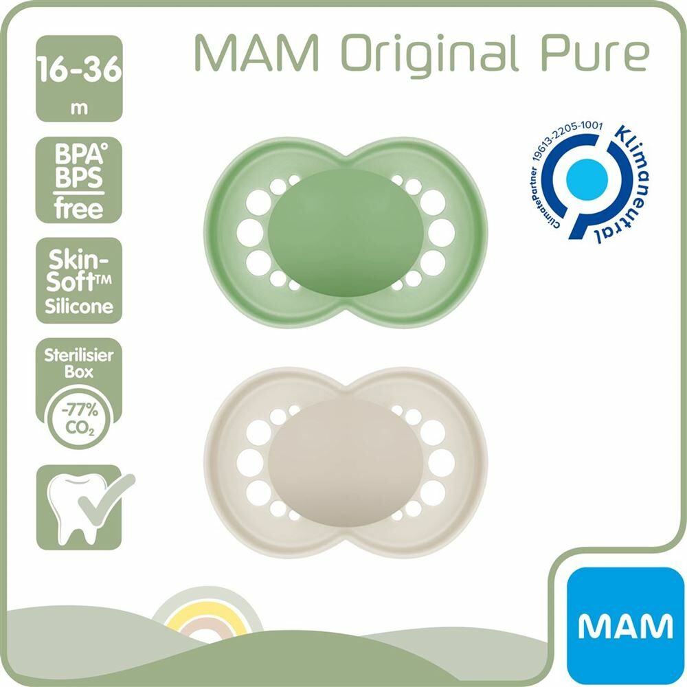 MAM Original Nuggi Pure Silikon 16-36 Monate 2 Stück