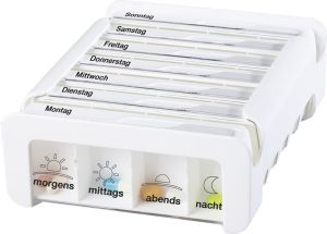 Anabox Medidispenser compact 7 Tage weiss 4 Fächer deutsch/französisch/italienisch