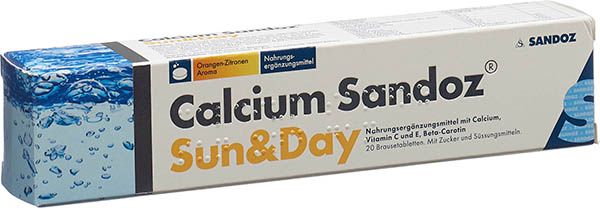 Calcium-Sandoz® Sun & Day Brausetabletten 20 Stück Calcium-Sandoz® Sun & Day Brausetabletten 20 Stück