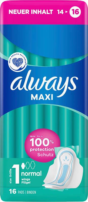 always Maxi Binde Normal mit Flügeln 16 Stück