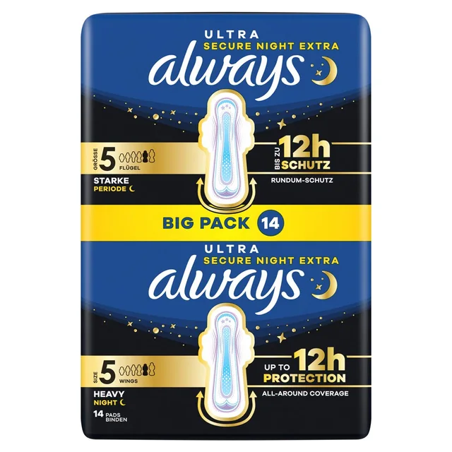 ALWAYS Ultra Binde Grösse 5 Secure Night Extra Flügel BigPack 14 Stück