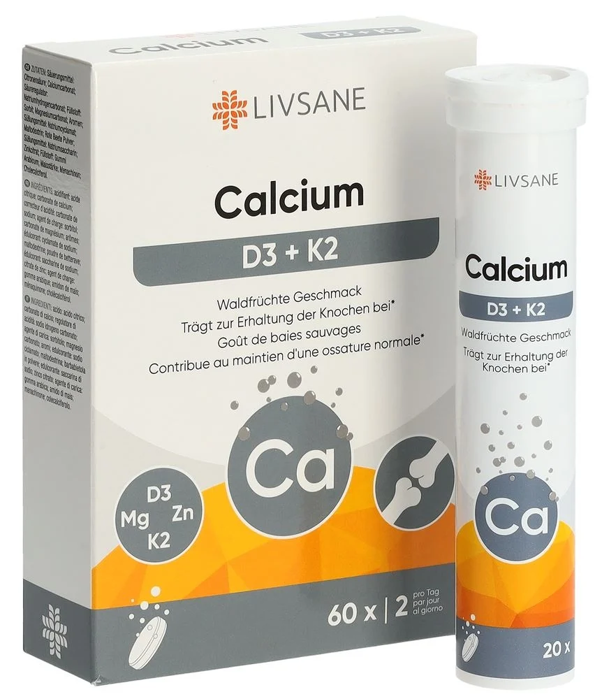 LIVSANE Calcium + D3 + K2 Brausetabl Ds 60 Stück
