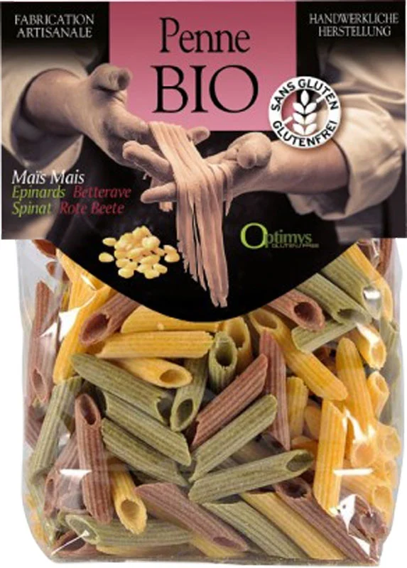 Optimys Dreifarbige Mais-Penne Bio Btl 250g