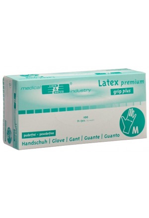 Gribi Untersuchungshandschuhe M Latex puderfrei unsteril Box 100 Stück