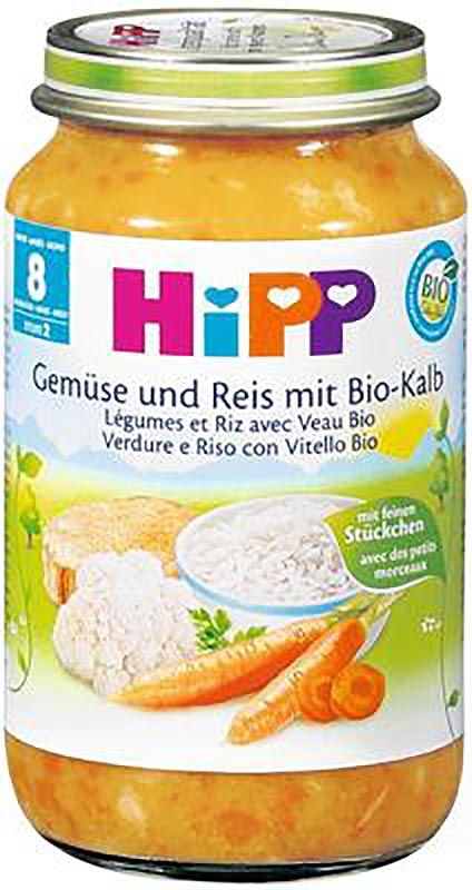 HIPP Gemüse und Reis mit Kalbfleisch 8M Bio Glas 220g HIPP Gemüse und Reis mit Kalbfleisch 8M Bio Glas 220g