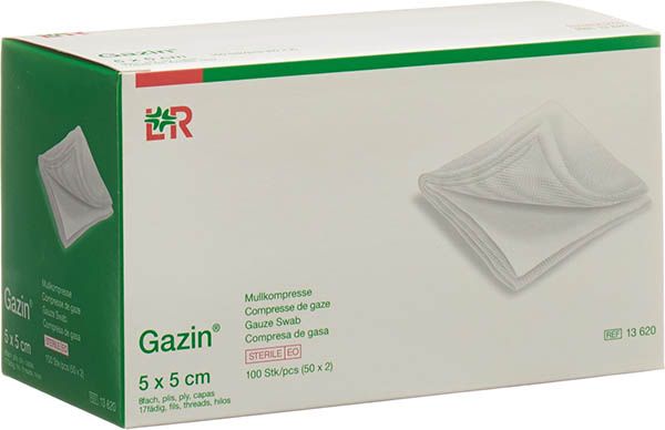 Gazin Mullkompresse 5x5cm 8fach steril 50 x 2 Stück
