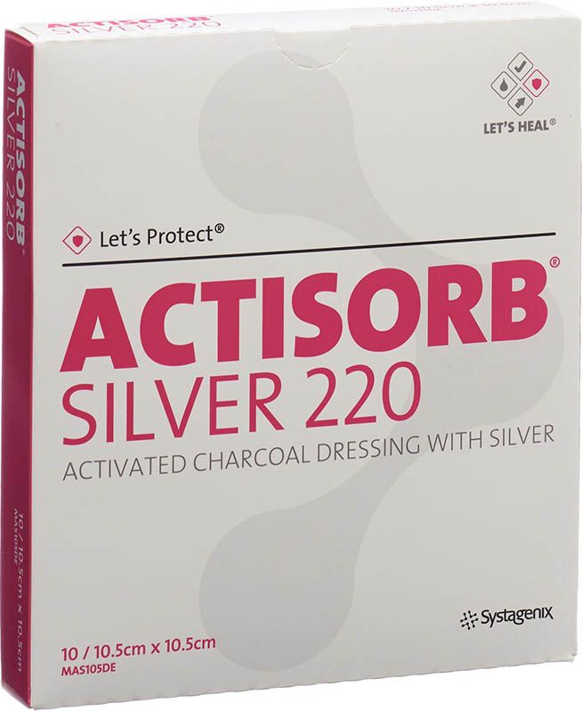 Actisorb Silver 220 Kohleverband 10.5x10.5cm 10 Stück Actisorb Silver 220 Kohleverband 10.5x10.5cm 10 Stück