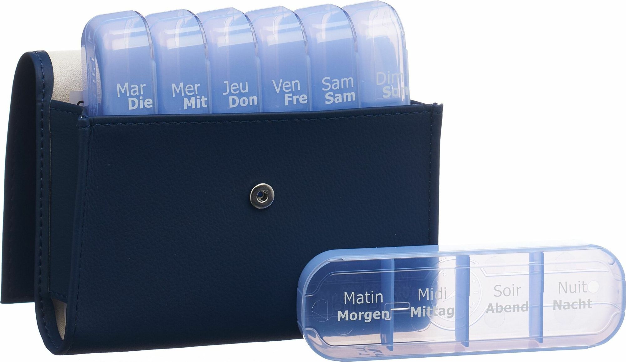 PILBOX Maxi Medikamentenspender 7 Tage DE/FR Navy Blue PILBOX Maxi Medikamentenspender 7 Tage DE/FR Navy Blue