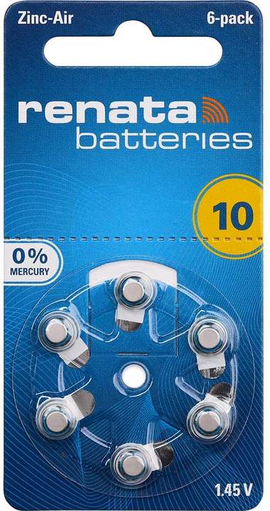 RENATA Hörgerätebatterien ZA10.DP6 6 Stück