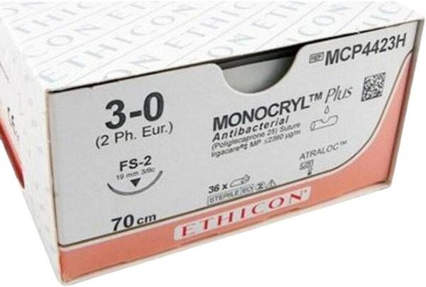 MONOCRYL PLUS 70cm ungefärbt 3-0 FS-2 36 Stück