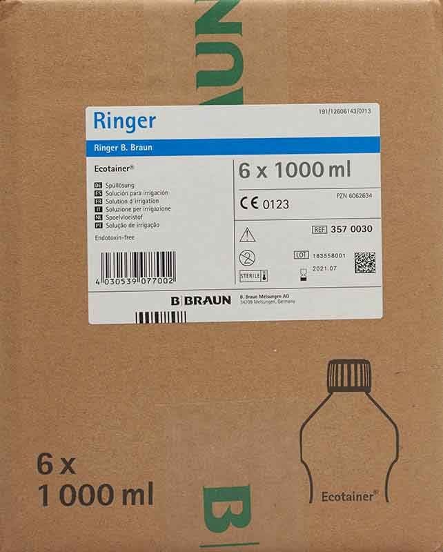 RINGER B. Braun Spül Lös 1000ml Ecotainer 6 Stück