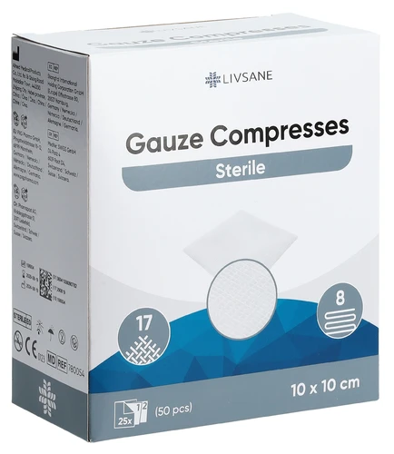 LIVSANE Mullkompressen 10 x 10 cm steril 2 x 25 Stück