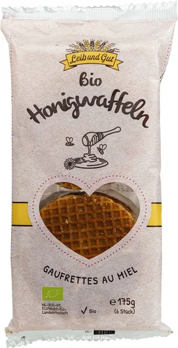 LEIBUNDGUT Honigwaffeln Bio Beutel 175g