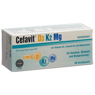 Cefavit D3 2000 K2 Mg Kapseln 60 Stück Cefavit D3 2000 K2 Mg Kapseln 60 Stück