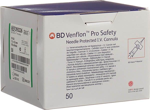 BD VENFLON Pro Safety 18G 1.3x45mm grün 50 Stück