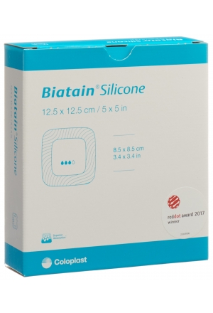 Biatain Silicone Schaumverband 12.5x12.5cm selbsthaftend 10 Stück