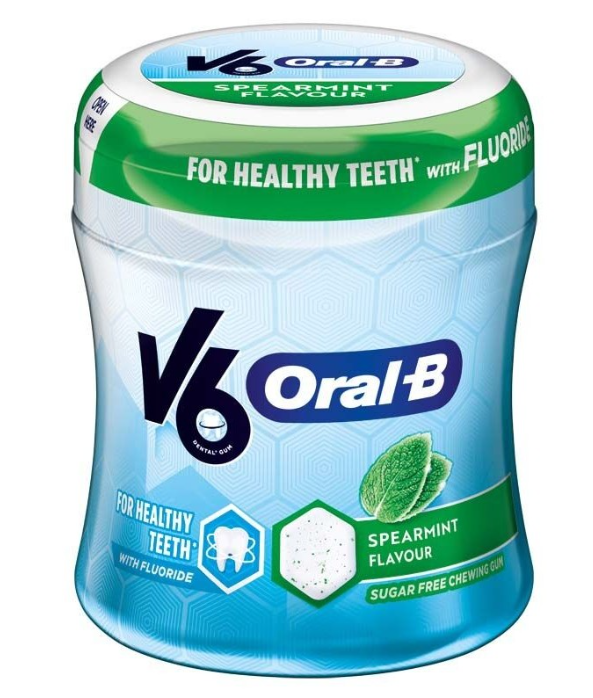 V6 OralB Kaugummi Spearmint Ds 45 Stuck