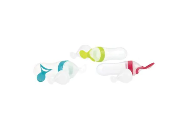 Nuby Fütterungslöffel-Flasche Squeeze Feeder mit 2 Aufsätzen XS+XL