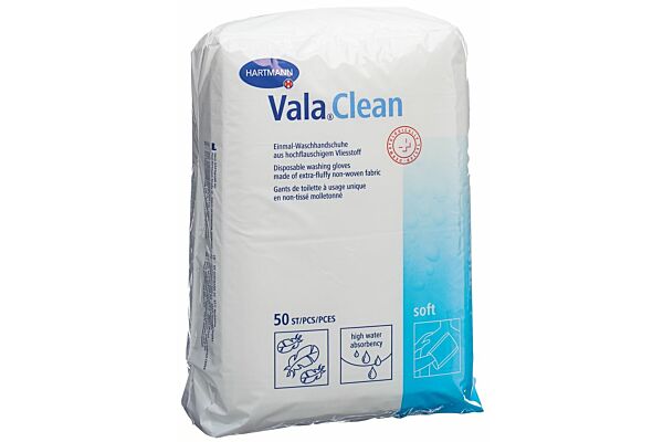 Valaclean Soft Einmal Waschhandschuh 15.5x22.5cm 50 Stück