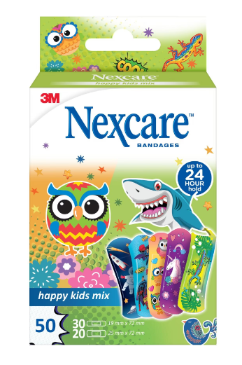 3M Nexcare Happy Kids Mix 2 Grössen gemischt 50 Stück 3M Nexcare Happy Kids Mix 2 Grössen gemischt 50 Stück