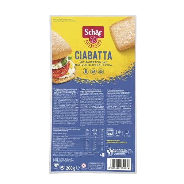 SCHÄR Ciabatta Aufbackbrötchen 4 x 50g SCHÄR Ciabatta Aufbackbrötchen 4 x 50g