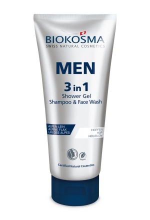 Biokosma Men 3in1 Shampoo Shower Face Wash Tube 200ml