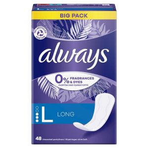 always Slipeinlage Daily Protect Long 0% Duft- & Farbstoffe BigPack 48 Stück