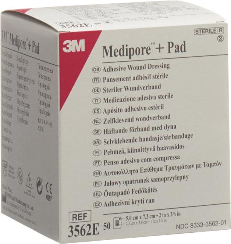3M Medipore+Pad 5x7.2cm Wundkisse 2.8x3.8cm 50 Stück 3M Medipore+Pad 5x7.2cm Wundkisse 2.8x3.8cm 50 Stück