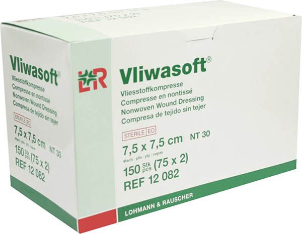 Vliwasoft Vliesstoffkompressen 7.5x7.5cm 4-lagig steril 75 x 2 Stück