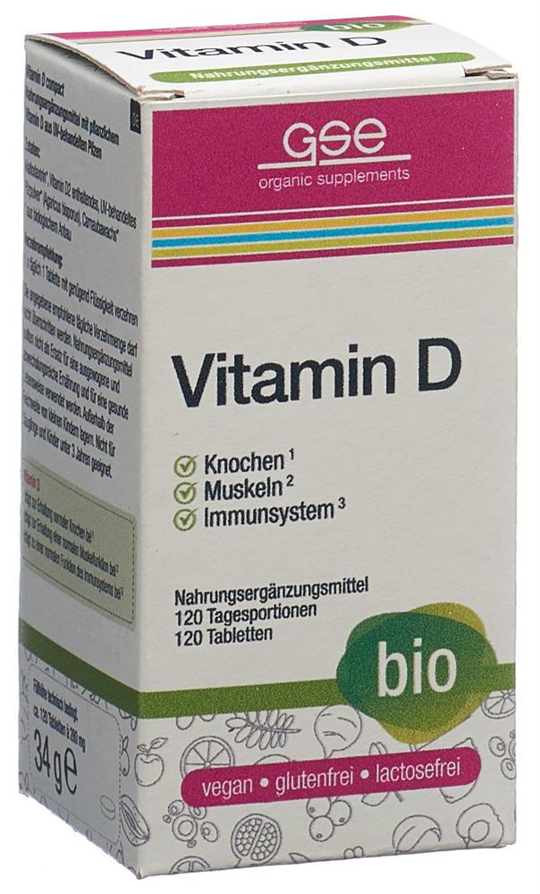 GSE Vitamin D Compact Tabletten Bio Glas 120 Stück GSE Vitamin D Compact Tabletten Bio Glas 120 Stück