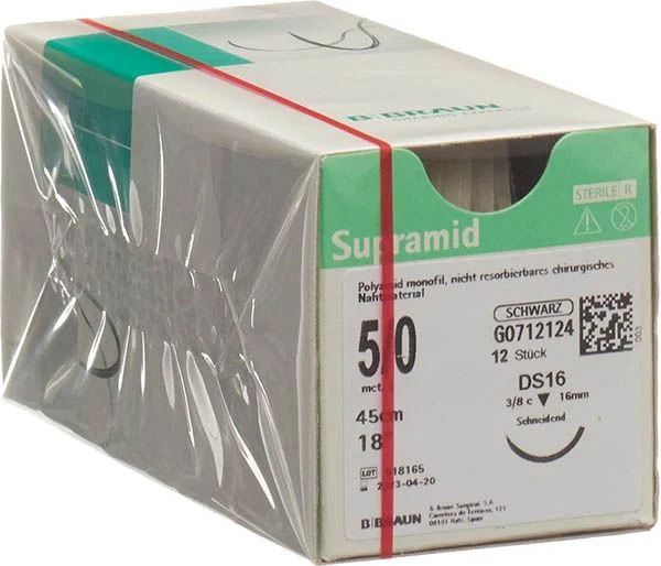 Supramid 45cm DS 16 5-0 schwarz 12 Stück