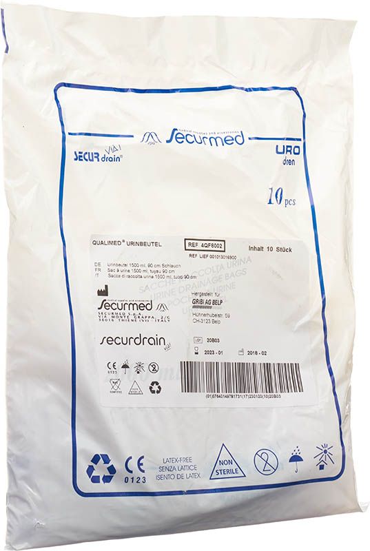 Qualimed Urinbeutel 1.5l 90cm ohne RV 10 Stück