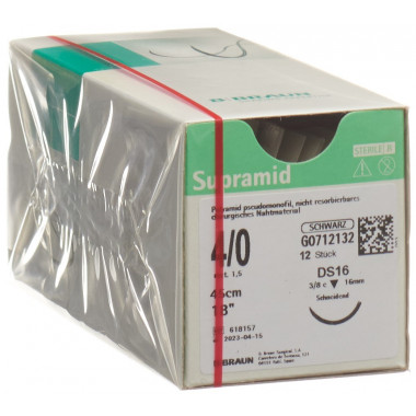 Supramid 45cm DS 16 4-0 schwarz 12 Stück