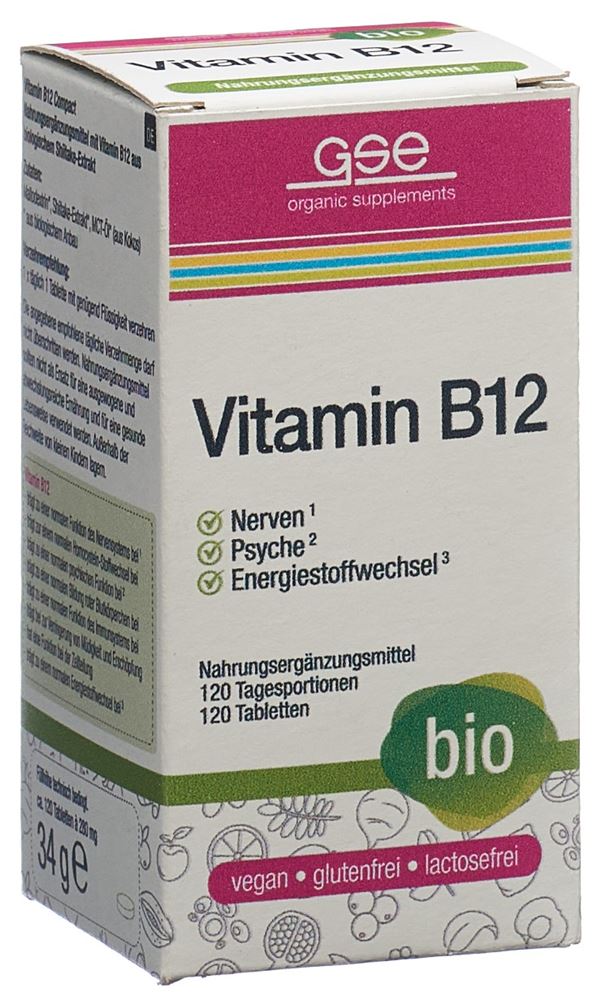 GSE Vitamin B12 Compact Tabletten Bio Glas 120 Stück GSE Vitamin B12 Compact Tabletten Bio Glas 120 Stück