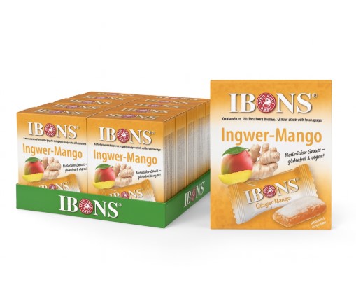 IBONS Ingwer Bonbon Display Mango 10x60g