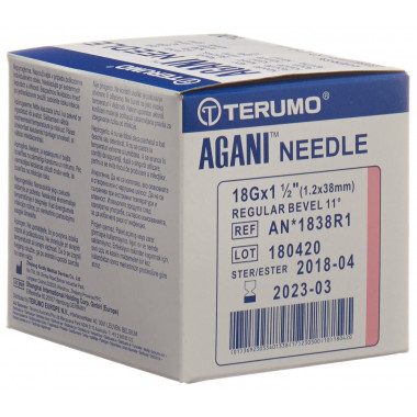 Terumo Agani Einmalkanüle 18G 1.2x38mm rosa 100 Stück Terumo Agani Einmalkanüle 18G 1.2x38mm rosa 100 Stück
