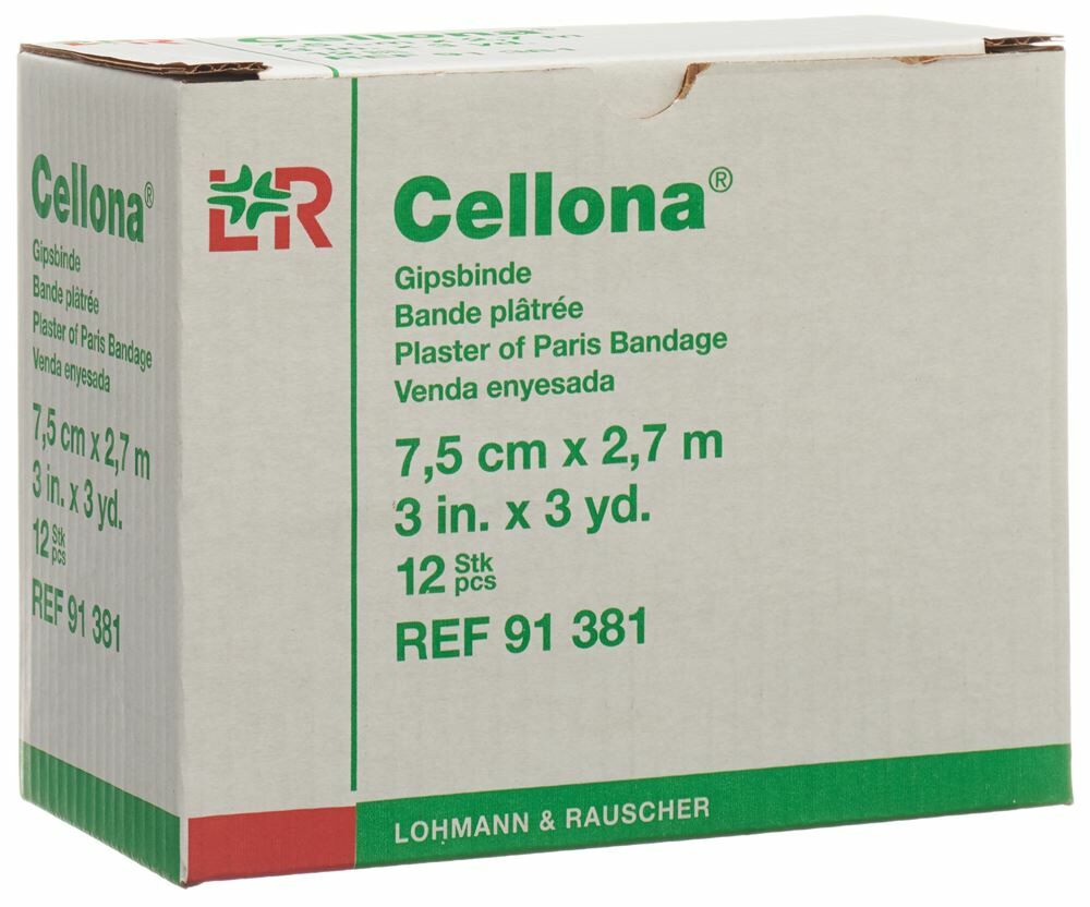 CELLONA Gipsbinden 2.75mx7.5cm feincremig 12 Stück