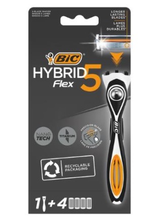 BIC Flex 5 Hybrid 5-Klingenrasierer 1 Gri+4 Ersatz