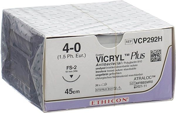 VICRYL PLUS 45cm ungefärbt 4-0 FS-2S 36 Stück