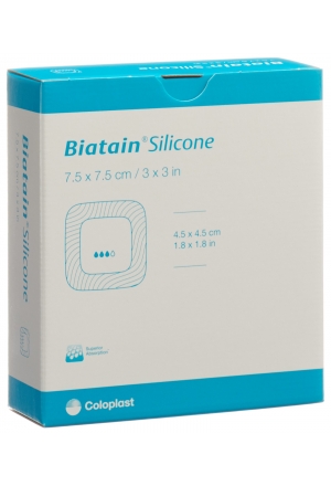 Biatain Silicone Schaumverband 7.5x7.5cm selbsthaftend 10 Stück